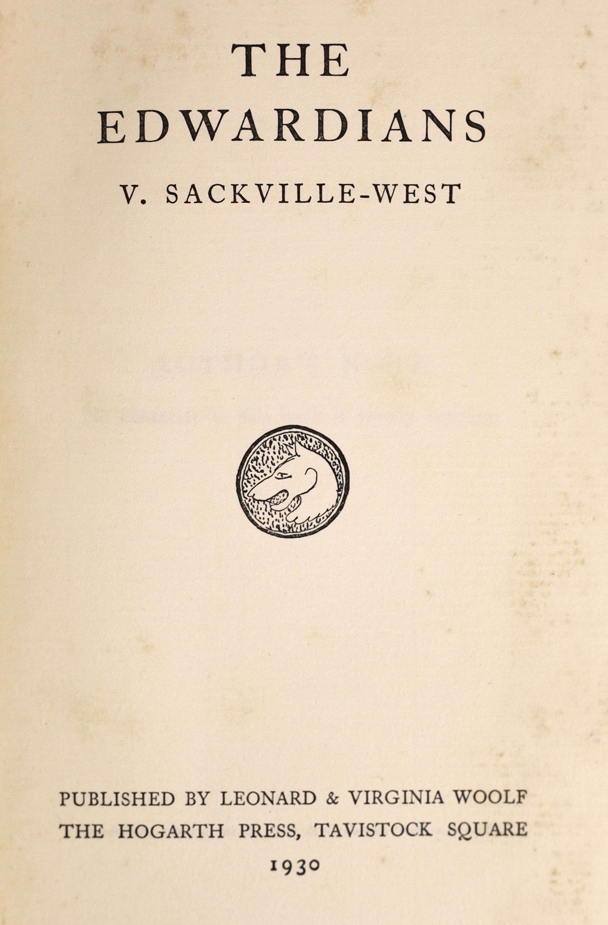 Sackville-West, Vita - The Edwardians, 1st edition, with authors presentation inscription, dated, Sisinghurst, June 26th 1949, 8vo, original orange cloth, The Hogarth Press, London, 1930